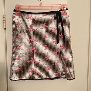 Nanette Lepore Stripe Pencil Skirt w/ Floral Embroidery SZ 2